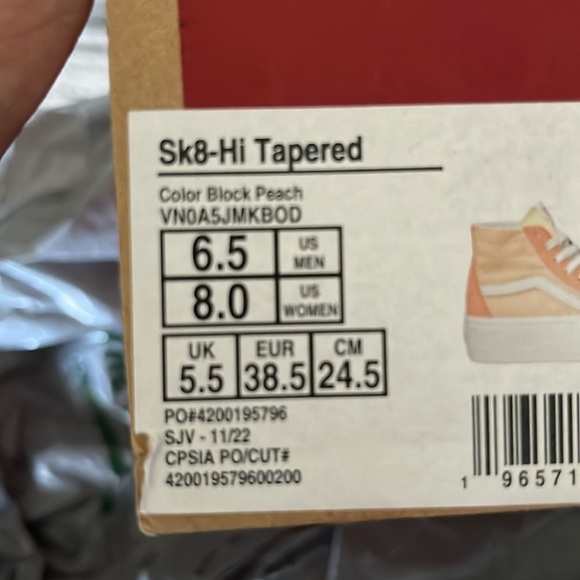 NWT Vans Sk8-Hi Tapered Stackform Color Block Peach Platform Shoe Women's 8 - Picture 9 of 9